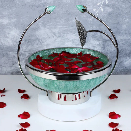 Brass Silver Plated Green Resin Bowl