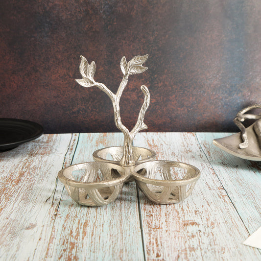 Metal Base With 3 Glass Bowl