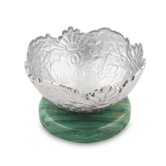 Metal Chittai Bowl With Green Resin Base 4'