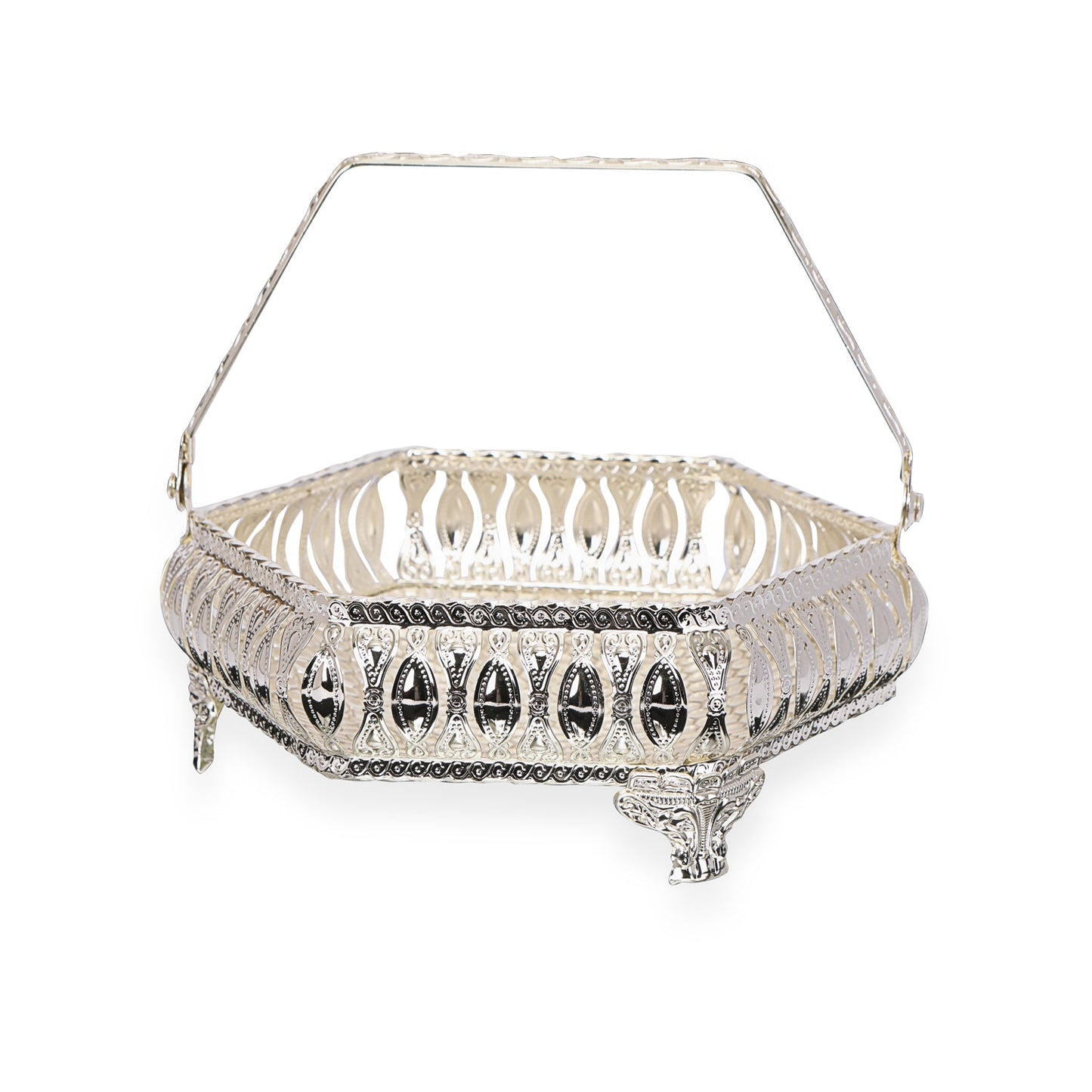 Hexagon Basket - White Metal