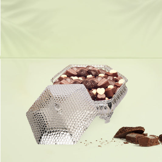 Hexagon Basket - White Metal