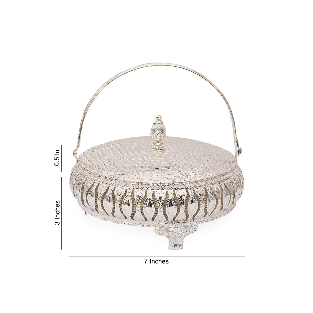 Round Basket - White Metal
