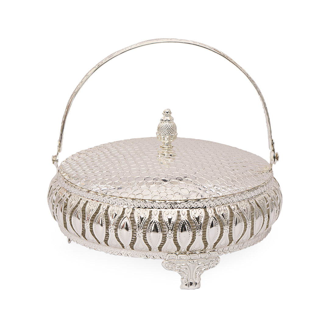 Round Basket - White Metal