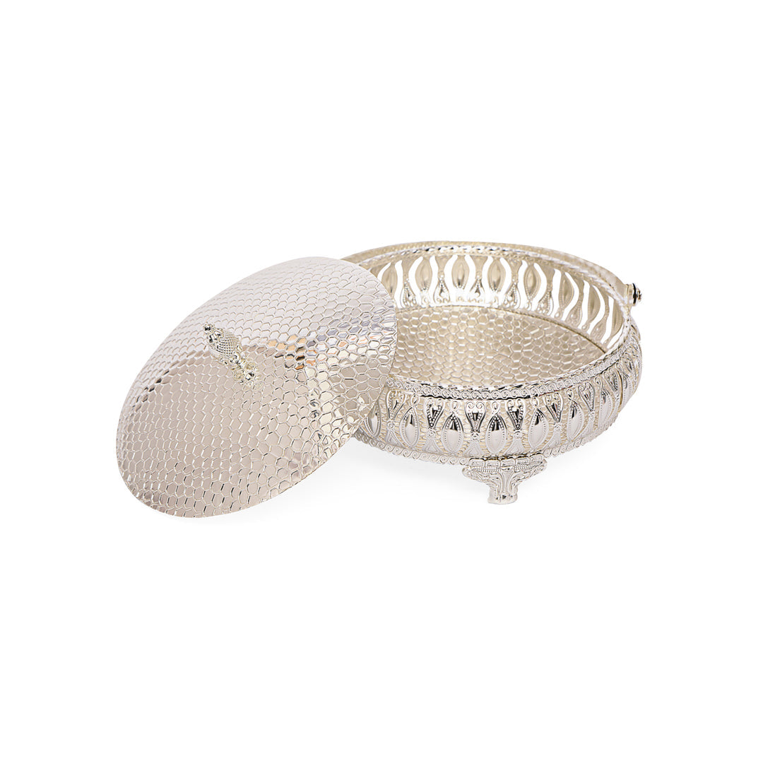 Round Basket - White Metal