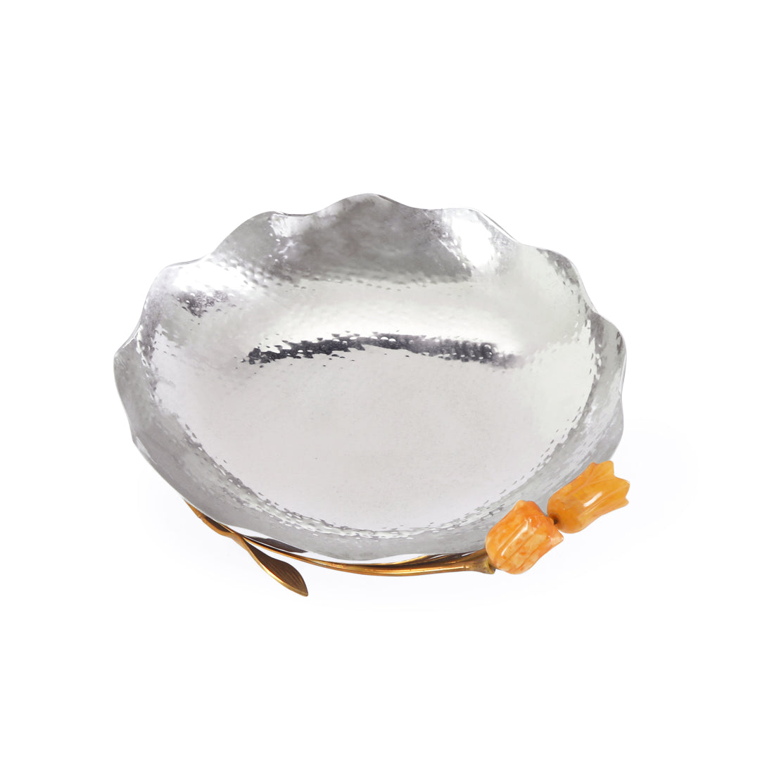 Stainless Steel Bowl With A Tulip Accent