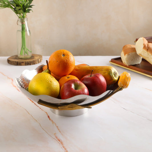 Stainless Steel Bowl With A Tulip Accent